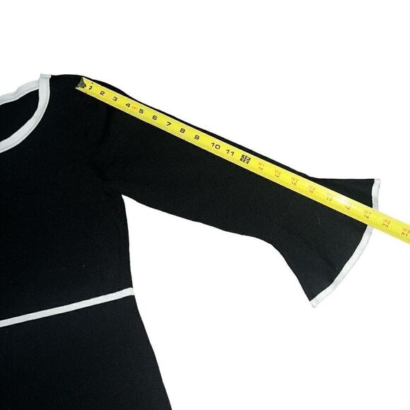 TOMMY HILFIGER Black & White Contrast Bell Sleeve Sheath Dress Size L - Picture 6 of 7